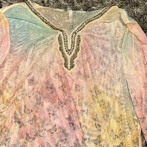 Multicolor Beaded bikini cover up